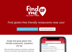 How findmeglutenfree.com looks like on a tablet such as an iPad.