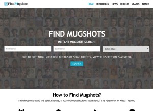 How findmugshots.com looks like on a tablet such as an iPad.
