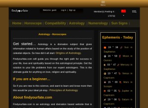 How findyourfate.com looks like on a tablet such as an iPad.