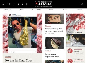 How finedininglovers.com looks like on a tablet such as an iPad.