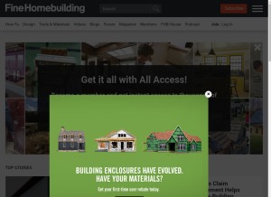 How finehomebuilding.com looks like on a tablet such as an iPad.