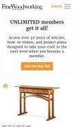 How finewoodworking.com looks like on a mobile device such as an iPhone.