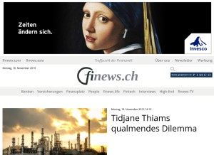 How finews.ch looks like on a tablet such as an iPad.