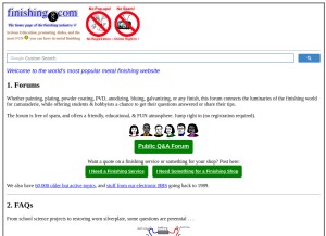 How finishing.com looks like on a tablet such as an iPad.