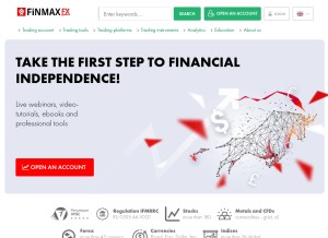 How finmaxfx.com looks like on a tablet such as an iPad.