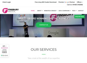 How finsburymedia.com looks like on a tablet such as an iPad.