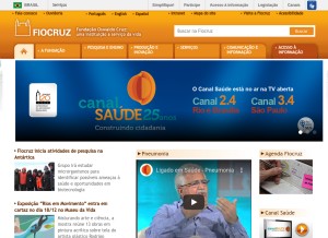 How fiocruz.br looks like on a tablet such as an iPad.