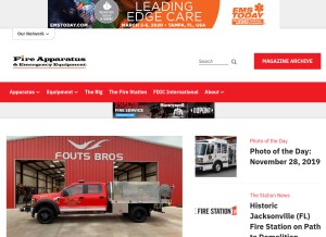 How fireapparatusmagazine.com looks like on a tablet such as an iPad.