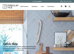 How fireclaytile.com looks like on a tablet such as an iPad.