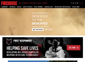 How firehouse.com looks like on a tablet such as an iPad.