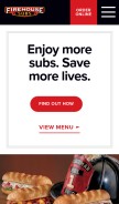 How firehousesubs.com looks like on a mobile device such as an iPhone.