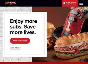 How firehousesubs.com looks like on a tablet such as an iPad.