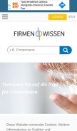 How firmenwissen.de looks like on a mobile device such as an iPhone.