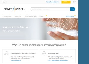 How firmenwissen.de looks like on a tablet such as an iPad.