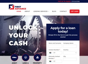 How firstadvance.co.za looks like on a tablet such as an iPad.