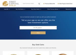 How firstcapitalgold.com looks like on a tablet such as an iPad.