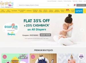 How firstcry.com looks like on a tablet such as an iPad.