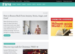 How firstforwomen.com looks like on a tablet such as an iPad.