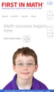 How firstinmath.com looks like on a mobile device such as an iPhone.