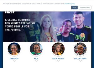 How firstinspires.org looks like on a tablet such as an iPad.