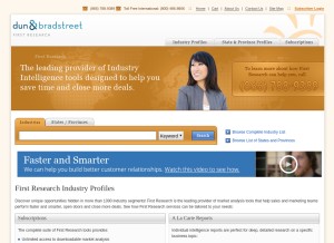 How firstresearch.com looks like on a tablet such as an iPad.
