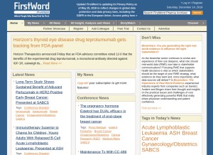 How firstwordpharma.com looks like on a tablet such as an iPad.