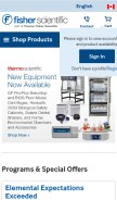How fishersci.ca looks like on a mobile device such as an iPhone.