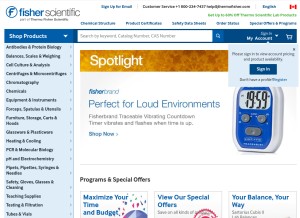 How fishersci.ca looks like on a tablet such as an iPad.