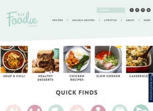 How fitfoodiefinds.com looks like on a tablet such as an iPad.