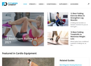How fitnessdigest.co.uk looks like on a tablet such as an iPad.