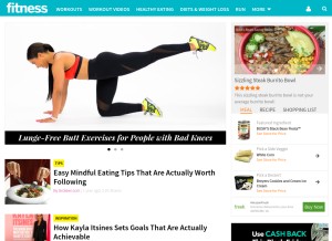 How fitnessmagazine.com looks like on a tablet such as an iPad.