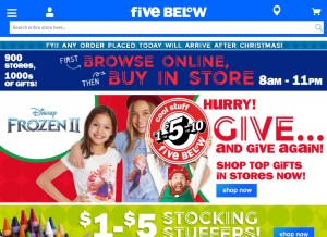 How fivebelow.com looks like on a tablet such as an iPad.