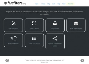 How fivefilters.org looks like on a tablet such as an iPad.