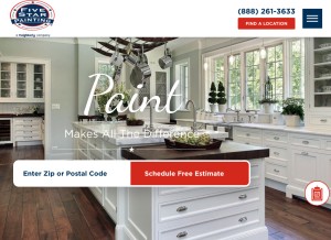 How fivestarpainting.com looks like on a tablet such as an iPad.