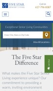 How fivestarseniorliving.com looks like on a mobile device such as an iPhone.