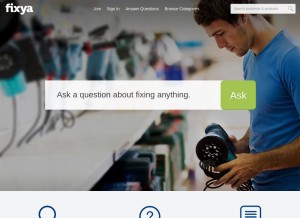 How fixya.com looks like on a tablet such as an iPad.