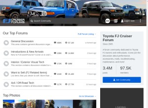 How fjcruiserforums.com looks like on a tablet such as an iPad.