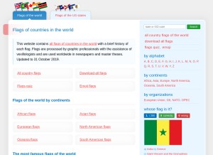How flagpedia.net looks like on a tablet such as an iPad.