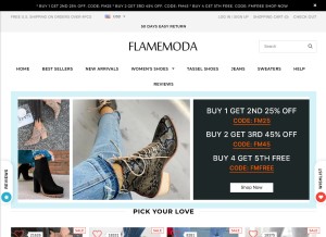 How flamemoda.com looks like on a tablet such as an iPad.