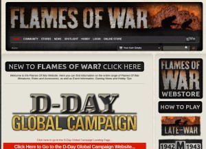 How flamesofwar.com looks like on a tablet such as an iPad.