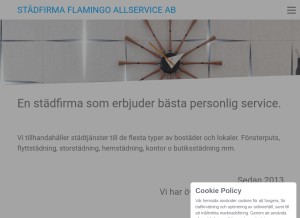 How flamingoallservice.se looks like on a tablet such as an iPad.