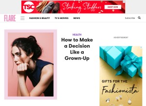 How flare.com looks like on a tablet such as an iPad.