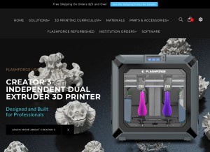 How flashforge-usa.com looks like on a tablet such as an iPad.