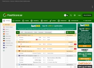 How flashscore.se looks like on a tablet such as an iPad.