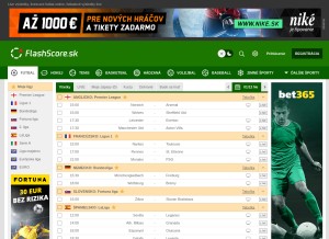 How flashscore.sk looks like on a tablet such as an iPad.