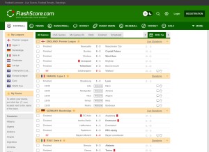 How flashscores.com looks like on a tablet such as an iPad.