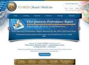 How flboardofmedicine.gov looks like on a tablet such as an iPad.