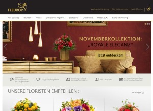 How fleurop.de looks like on a tablet such as an iPad.