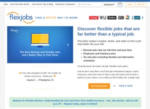 How flexjobs.com looks like on a tablet such as an iPad.
