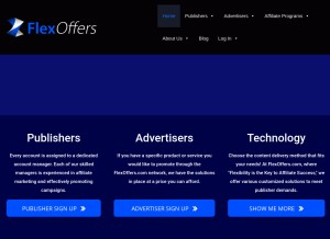 How flexoffers.com looks like on a tablet such as an iPad.